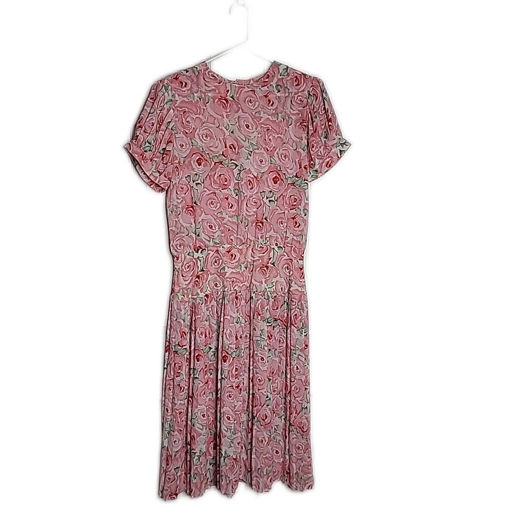 Sunshine Starshine Vintage Midi Pleated Tea Dress ~ Sz 10 ~ Pink Floral